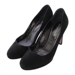 セルジオロッシ Sergio rossi パンプス ラウンドトゥ チャンキーヒール ハイヒール スエード ワンカラー 36.5 黒 ブラック /BB