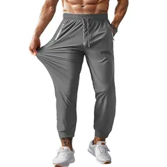 【新品】 [Yezai] ジョガーパンツ メンズ トレーニングパンツ トラックパンツ トレーニングウェア 筋トレ ジム ズボン 通気性 吸汗速乾 伸縮性 ランニング 9分丈 スポーツウェア 接触冷感 夏服 grey-XL