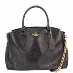 コーチ COACH 2WAY ハンドバッグ ショルダーバッグ レザー ロゴチャーム チェーン 切替 黒 ブラック F32017 /BB