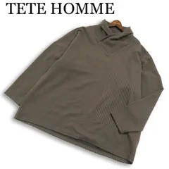 TETE HOMME テットオム タリバンネック★ ストライプ 長袖 カットソー ロンTシャツ Sz.6L メンズ 大きいサイズ 特大のサムネイル
