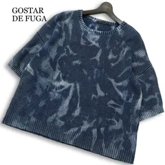 GOSTAR DE FUGA ゴスタール ジ フーガ タイダイ ムラ染め★ 半袖 コットン セーター ニット ビッグ Tシャツ Sz.46 メンズ 紺のサムネイル