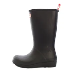 ハンター HUNTER 長靴 雨靴 レインブーツ ロング ローヒール ロゴ UK4 黒 ブラック /BB