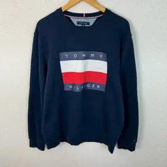 TOMMY HILFIGER トミーヒルフィガー スウェット ロゴプリント ネイビー XLサイズ メンズ 古着 ストリート アメカジ