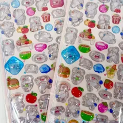 大流行 　硬いタイプ （2枚封入）  ぷくぷくシール セット 可愛いシール  シール 立体シール DIY用 3Dシール 手帳 ステッカーデコ 3Dステッカー 貼り付け シール交換 手芸 ステッカー アルバム ラビット スマホケース飾り