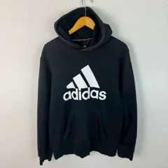 adidas アディダス スウェット パーカー デカロゴ ブラック Mサイズ メンズ 古着 スポーツMIX ストリート