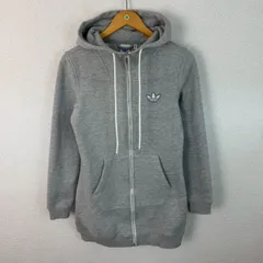 adidas originals アディダスオリジナルス フルジップパーカー ロゴ刺繍 グレー Lサイズ レディース 古着 スポーツMIX ストリート