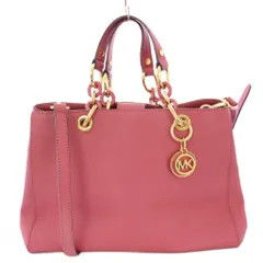 マイケルコース MICHAEL KORS 2WAY ショルダーバッグ ハンドバッグ ロゴチャーム バイカラー チェーン PVC ピンク ゴールドカラー /BB