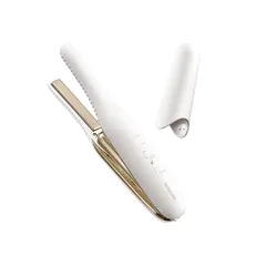 即納：コイズミ ヘアアイロン コードレス ストレート アイロン 10mm USB充電式 海外対応 2段階温度調節 ホワイト KHS-8650/W 1