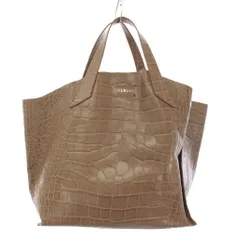 フルラ FURLA トートバッグ ハンドバッグ レザー ワンカラー ロゴ 型押し グレージュ /BB