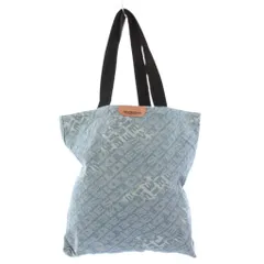 ディーゼル DIESEL トートバッグ ハンドバッグ ロゴ 総柄 キャンバス 水色 ライトブルー 黒 ブラック /BB