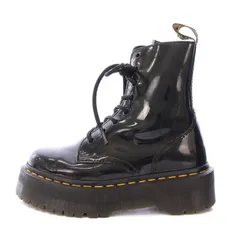 ドクターマーチン DR.MARTENS JADON ショートブーツ レースアップ エナメル 厚底 タンクソール サイドファスナー UK3 黒 ブラック KV11V /BB