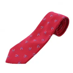 エルメス HERMES ネクタイ レギュラータイ シルク 総柄 ロゴ 赤 レッド /BB ■OH