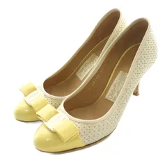 サルヴァトーレフェラガモ Salvatore Ferragamo ヴァラリボン パンプス 6.5 白 ホワイト 黄色 イエロー /SS ■OS