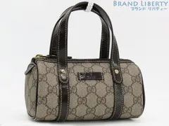 【激レア新品同様】グッチ　GUCCI　GGスプリーム　ミニバッグ　ハンドバッグ　ミニボストンバッグ　ポーチ　ベージュ ダークブラウン　PVC エナメルレザー　190400