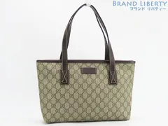 【美品】グッチ　GUCCI　GGスプリーム　トートバッグ　ショルダーバッグ　ハンドバッグ　ベージュ ダークブラウン　PVC レザー　211138