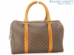 セリーヌ　CELINE　ヴィンテージ　マカダム　ミニボストンバッグ　ハンドバッグ　ブラウン ダークブラウン　PVC レザー