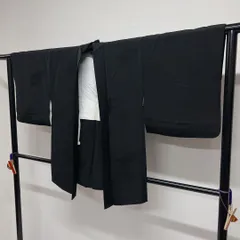 黒羽織　葦　植物文様　蔦紋　黒地　着物　013tz