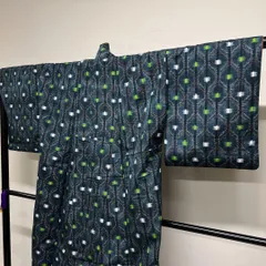 小紋　紬　縦縞　絣　亀甲模様　着物　014tz