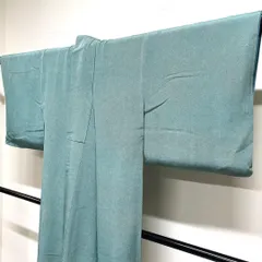 小紋　江戸小紋　鮫小紋　グリーンカラー　青緑　着物　015tz ☆