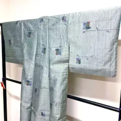 小紋　紬　花模様　抽象模様　着物　016tz