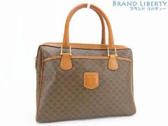 【美品】セリーヌ　CELINE　ヴィンテージ　マカダム　ミニボストンバッグ　ハンドバッグ　ブラウン　ダークブラウン　PVC　レザー