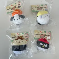 新品 サンリオ寿司 ポチャッコ シナモロール バツマル ポムポムプリン サーモン 軍艦 スシ キーホルダー