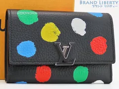 【美品】ルイヴィトン　LOUIS VUITTON　ヤヨイ クサマ　ポルトフォイユ  カプシーヌ コンパクト　LV　YK　三つ折り財布　コンパクト財布　草間彌生　トリヨンレザー　M81963
