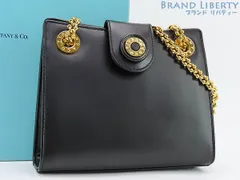 【レア超美品】ティファニー　TIFFANY&Co.　ヴィンテージ　サークルロゴ　レザー　チェーンショルダーバッグ　ポシェット　ミニバッグ　ブラック　レザー