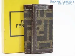 【未使用】 フェンディ　FENDI ヴィンテージ　ズッカ　6連 キーケース　キーリング　キーホルダー ブラック ダークブラウン ブラウン PVC レザー 10163