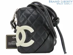 【美品】シャネル　CHANEL　カンボンライン　ココマーク　スモール ポシェット　斜め掛け ショルダーバッグ　メッセンジャーバッグ　ショルダーポーチ　ブラック ホワイト　カーフレザー　A25177