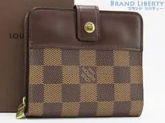 【超美品】ルイヴィトン　LOUIS VUITTON　ダミエ　コンパクトジップ　ファスナー付き 二つ折り財布　ダークブラウン　N61668