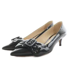 プラダ PRADA パンプス ポインテッドトゥ リボン エナメル 35 黒 ブラック /AN3