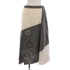 ジウ 慈雨 センソユニコ フレアスカート ロング 総柄 40 グレー 白 ホワイト 12122051 /YM