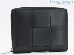【超美品】ボッテガ ヴェネタ　BOTTEGA VENETA　マキシ イントレチャート　スモール カセット　コンパクトジップアラウンドウォレット　二つ折り 札入れ財布　コンパクト財布　ブラック　750252