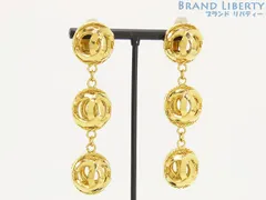 【美品】シャネル　CHANEL　ヴィンテージ　3連　ココマーク　ボール　スイング　イヤリング　ゴールド GP