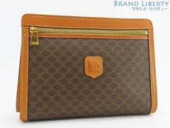 【新品同様】セリーヌ　CELINE　ヴィンテージ　マカダム　セカンドバッグ　クラッチバッグ　ポーチ　ブラウン　ダークブラウン　PVC　レザー