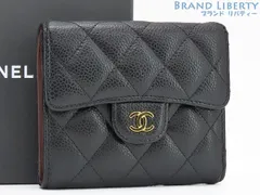 【美品】シャネル　CHANEL　ココマーク　マトラッセ　キャビアスキン　スモールフラップウォレット　三つ折り財布　コンパクト財布　ブラック ゴールド金具　グレインドカーフスキン　A82288 AP0231