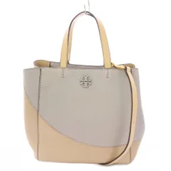 トリーバーチ TORY BURCH マックグローカラーブロックキャリーオール 2WAY ハンドバッグ トートバッグ ショルダーバッグ レザー バイカラー ロゴ ベージュ グレー /BB