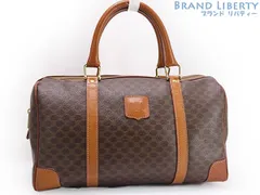 【美品】セリーヌ　CELINE　ヴィンテージ　マカダム　ミニボストンバッグ　ハンドバッグ　ブラウン ダークブラウン　PVC レザー