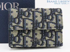 【新品同様】クリスチャン ディオール　Christian Dior　トロッター　オブリーク ジャカード　3つ折りウォレット　三つ折り財布　コンパクト財布　ベージュ　ブラック　ネイビー　2OBBC110YSE_H05E