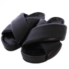 ジルサンダー JIL SANDER クロスストラップ レザー サンダル ミュール シューズ 25.5cm 黒 /BM