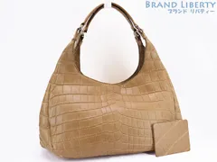 【激レア超美品】ボッテガ ヴェネタ　BOTTEGA VENETA　マット クロコダイル　ミディアム カンパーナバッグ　ショルダーバッグ　トートバッグ　ライトブラウン　125787　【中古】