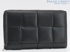 【美品】ボッテガ ヴェネタ　BOTTEGA VENETA　マキシ イントレチャート　カセット ジップアラウンドウォレット　ラウンドファスナー長財布　ブラック　カーフレザー　649607