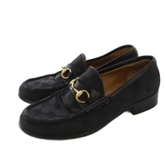 グッチ GUCCI ホースビットローファー モカシン GGキャンバス 36C 黒 /KH