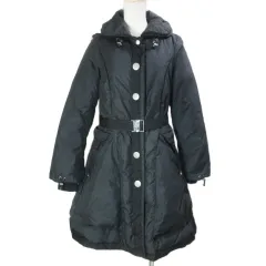 マリテフランソワジルボー MARITHE FRANCOIS GIRBAUD ダウンコート ロング ベルト付き ジップアップ インフード S 黒 ブラック /X