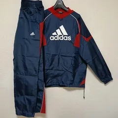 美品adidasアディダス上下セットアップロンTウインドブレーカーボトムスネイビー基調サイズL