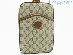 【未使用】グッチ　GUCCI　GGスプリーム　インターロッキングG　スリングバッグ　ボディバッグ　バムバッグ　ショルダーバッグ　ベージュ ダークブラウン　PVC レザー　696016