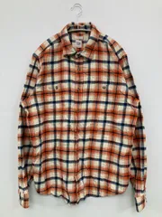 GAP シャツ/ブラウス L オレンジ コットン チェック柄 ミドル丈 長袖 レギュラーカラー