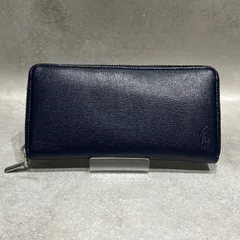 POLO RALPH LAUREN ポロ ラルフローレン 長財布 ラウンドファスナー ラウンドジップ ジッピーウォレット 財布 ウォレット ネイビー 紺 ロゴ 型押し メンズ レディース 箱付き　小銭入れ