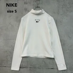美品 NIKE ナイキ NSW NCPS L/S モック トップ 長袖 Tシャツ カットソー ロンT ハイネック モックネック ホワイト ワンポイント ロゴ 刺繍 ストレッチ スポーツ ウェア トレーニング フィットネス ★ ■◇